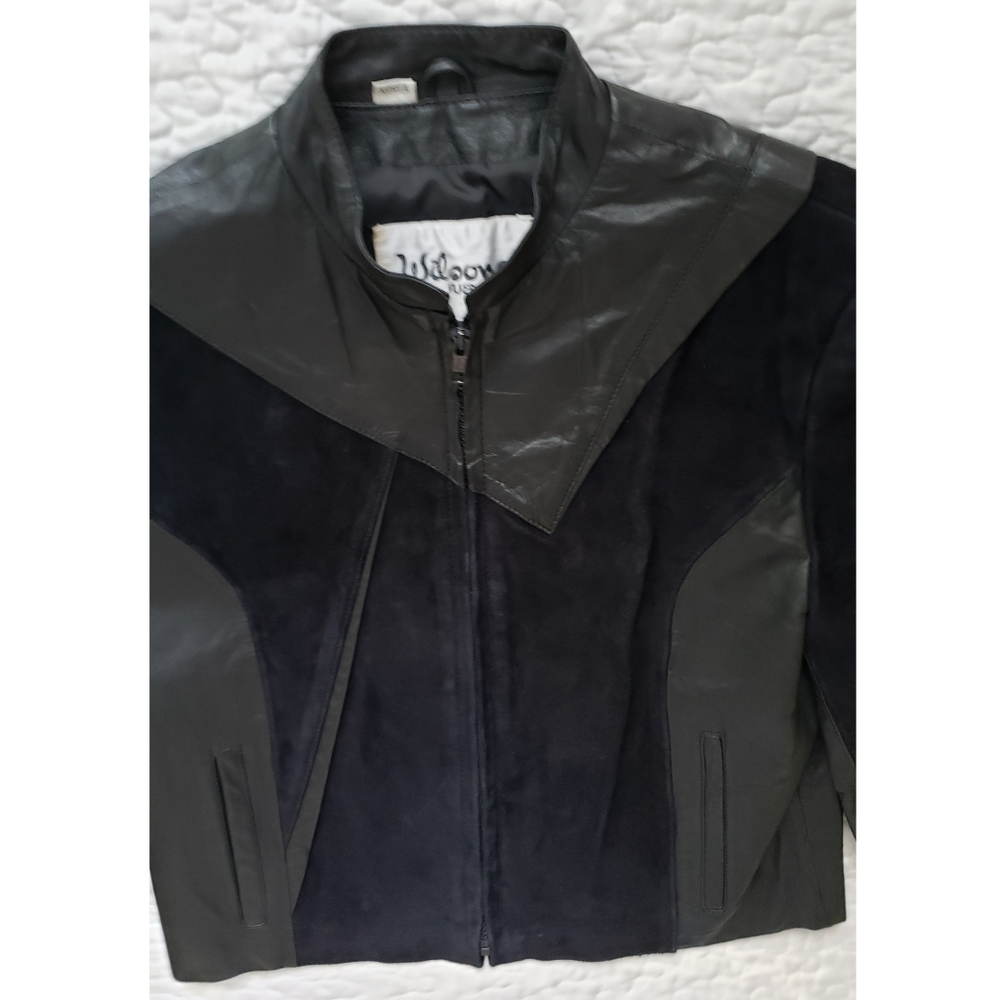 Wilson's  Black Leather/suede  1980's Moto Funk style waist jacket - Picture 9 of 15